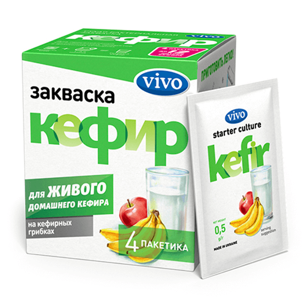 Закваска бактериальная "КЕФИР VIVO" 4 пак *0,5г — фото с сайта tinytoy.kz