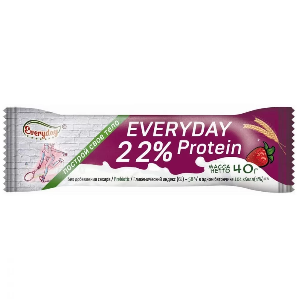 Протеиновый батончик EVERYDAY 22% PROTEIN клубника со злаками [40г*24]  купить с доставкой в Атырау - №➀ - Интернет-магазин детский товаров TinyToy