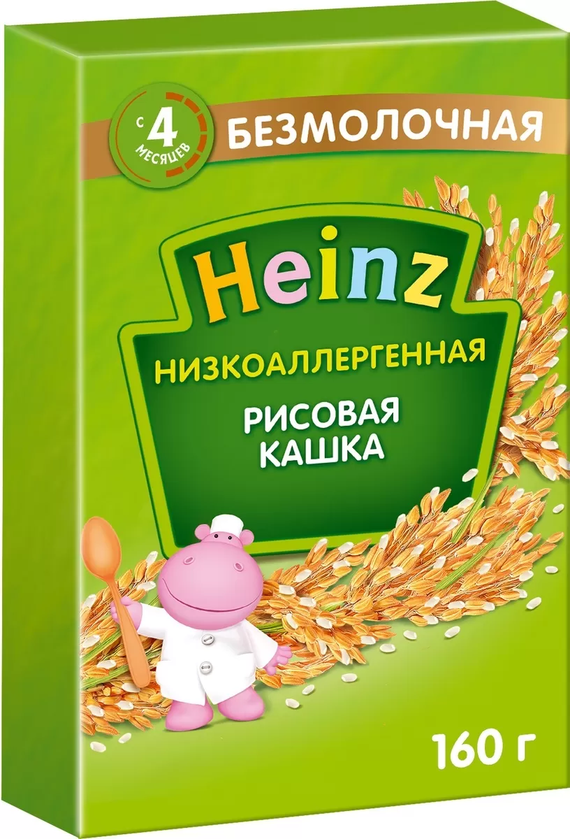 Каша Heinz молочная рисовая c грушей с Омега 3, 4+ мес