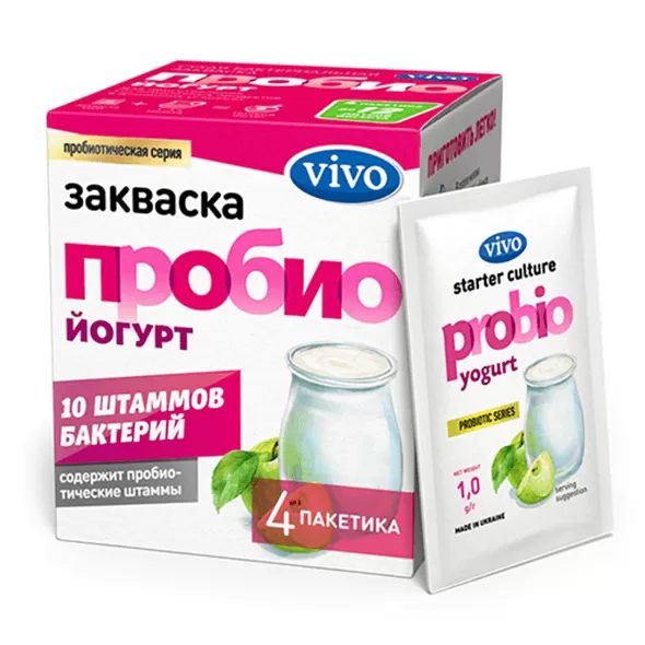 Закваска бактериальная "ПРОБИОЙОГУРТ VIVO" 4 пак *1,0г — фото с сайта tinytoy.kz